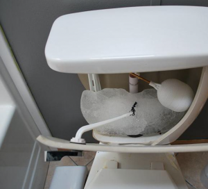 Frozen Pipes in a Mobile Home - bathroom toilet pipe