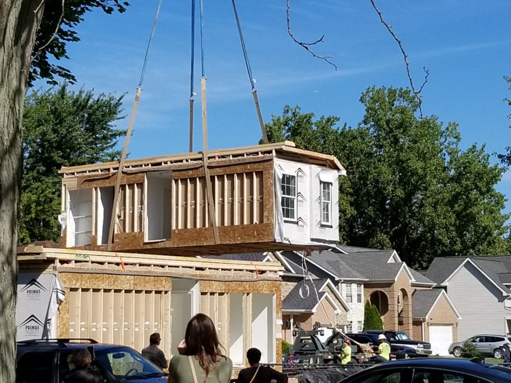 new Romulus modular home lifted and set