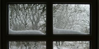 9 Steps to Winterize Your Mobile Home A window looking out onto a snowy scene.