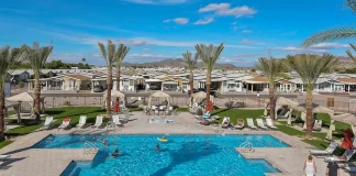 What Is the Most Luxurious Mobile Home Park? Photo of a luxurious mobile home community with a pool